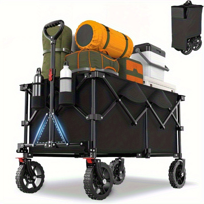 RuggedTrail Carrello Pieghevole per Terreni Accidentati – Capacità di 200L e Carico Massimo di 200kg