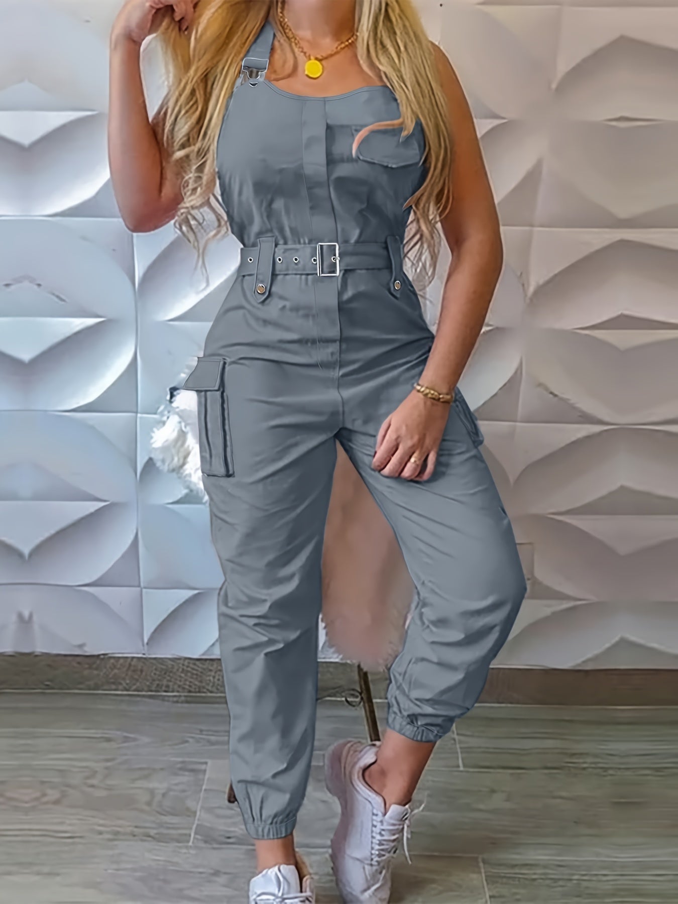 Effen Cargo Jumpsuit per Donne – Senza Maniche e Con Cintura per Comfort e Stile
