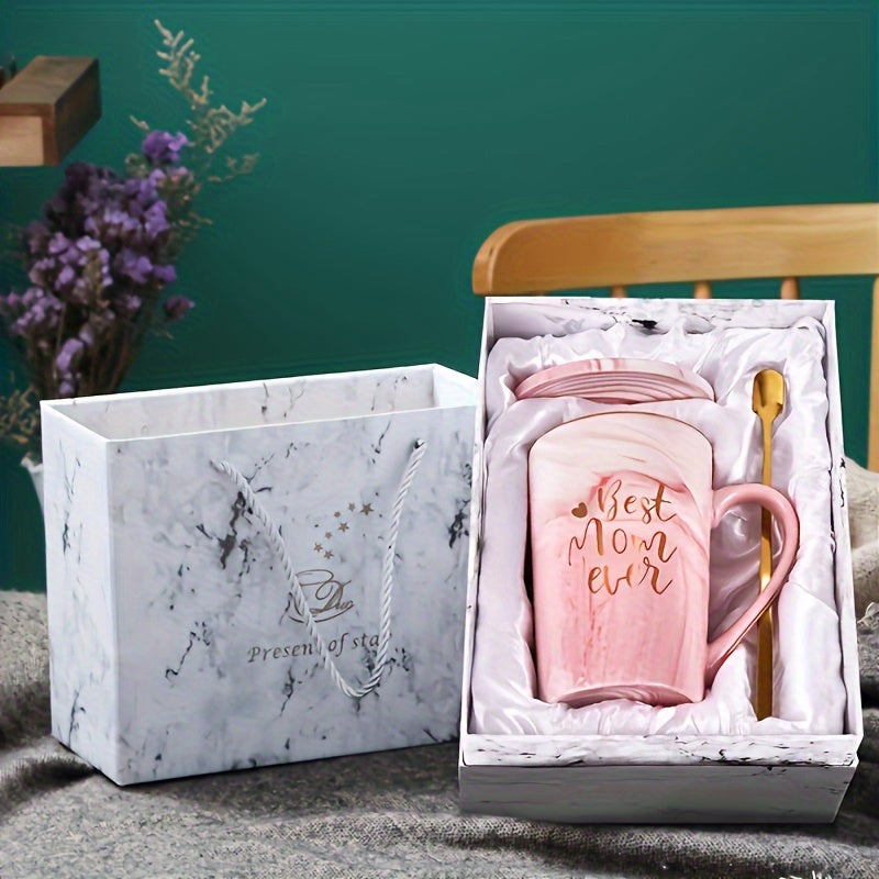 Set di Tazze in Marmo con Stampa Dorata – Il Regalo Perfetto per la Festa della Mamma