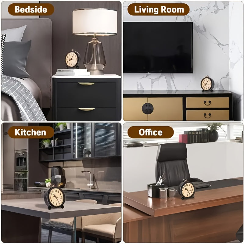 Orologio da Tavolo Retro in Metallo con Meccanismo Silenzioso – Formato Classico per Camera da Letto o Ufficio