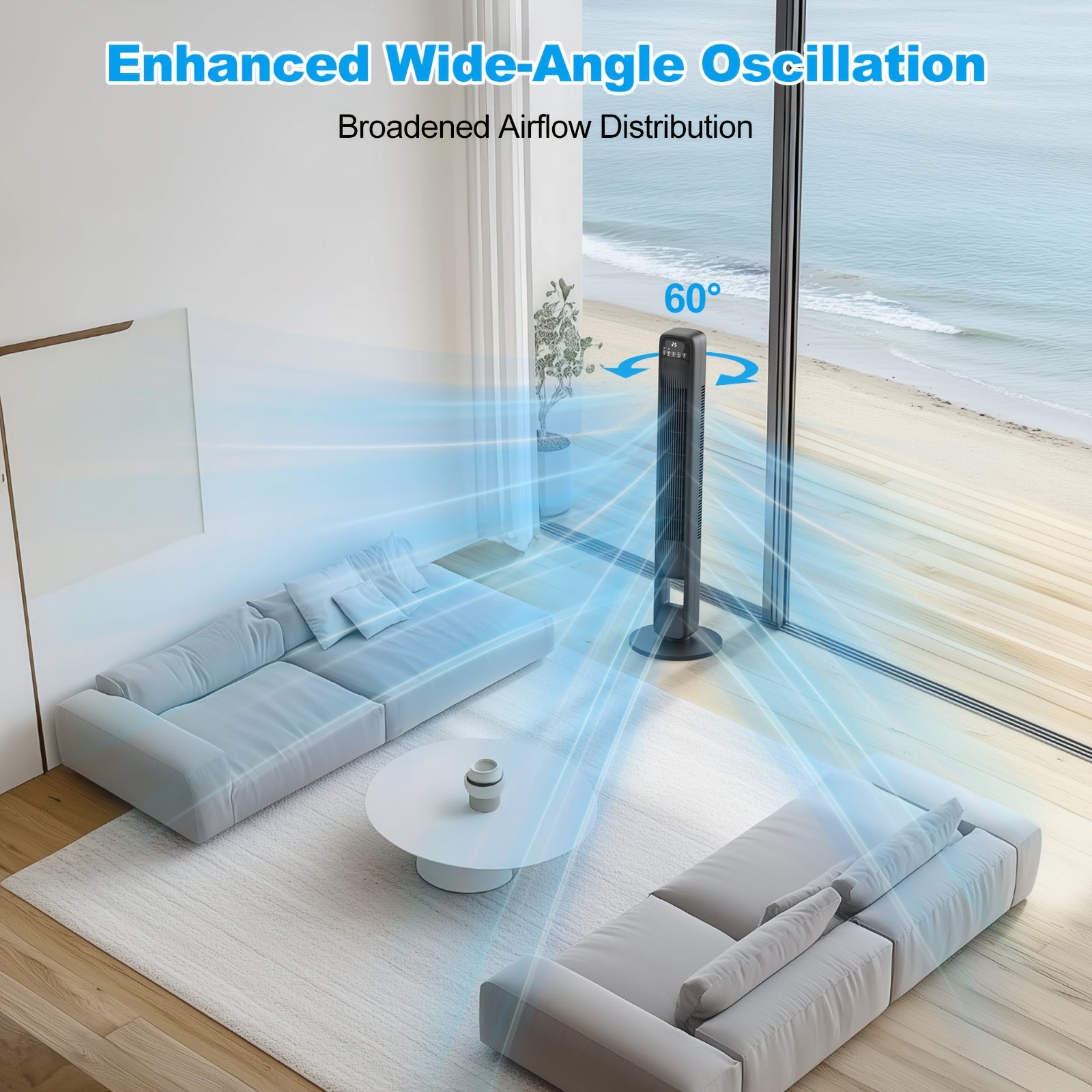 Ventilatore a Torre Senza Pale – Elegante e Regolabile