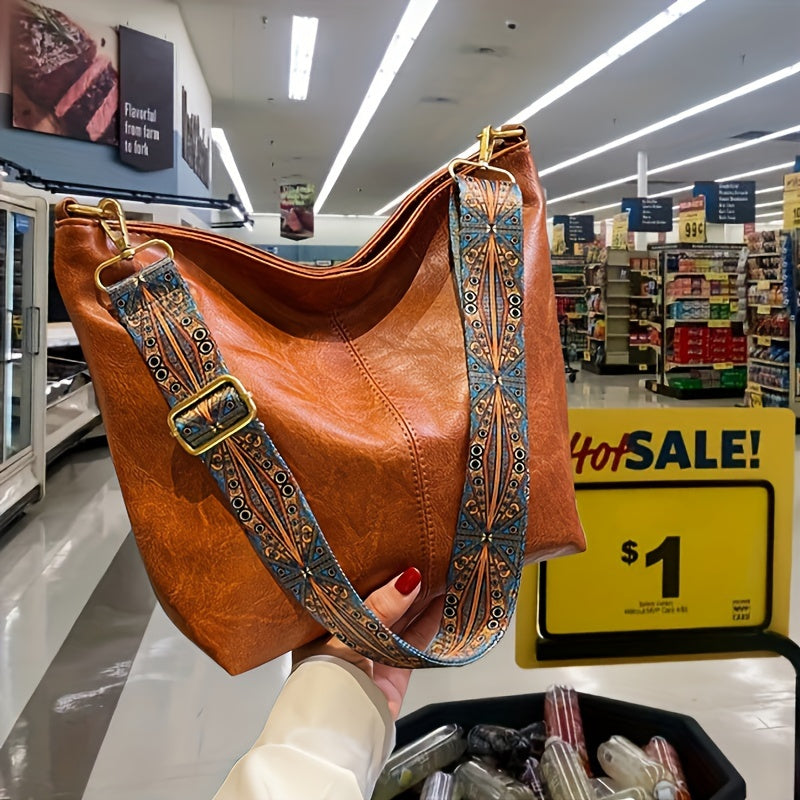 Borsa Geometrica Larga – Crossbody ad Alta Capacità con Vibe Retro