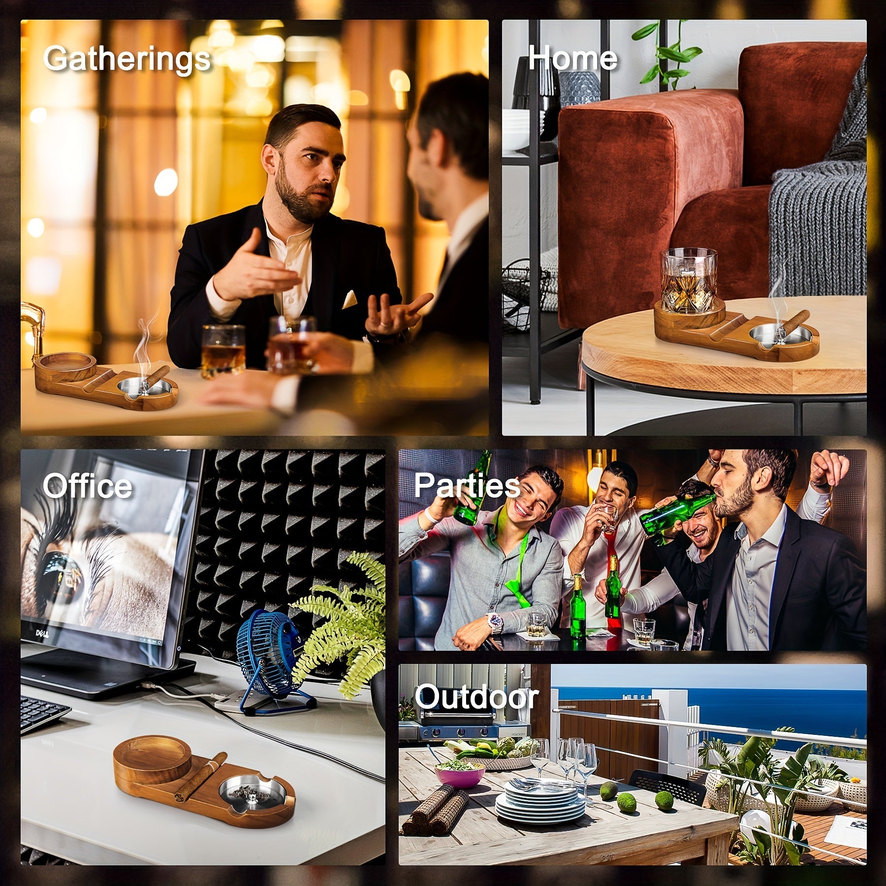 Porta Sigari Creativo e Vassoio per Bicchiere di Whiskey - Il Regalo Perfetto per la Festa del Papà o Regalo Aziendale