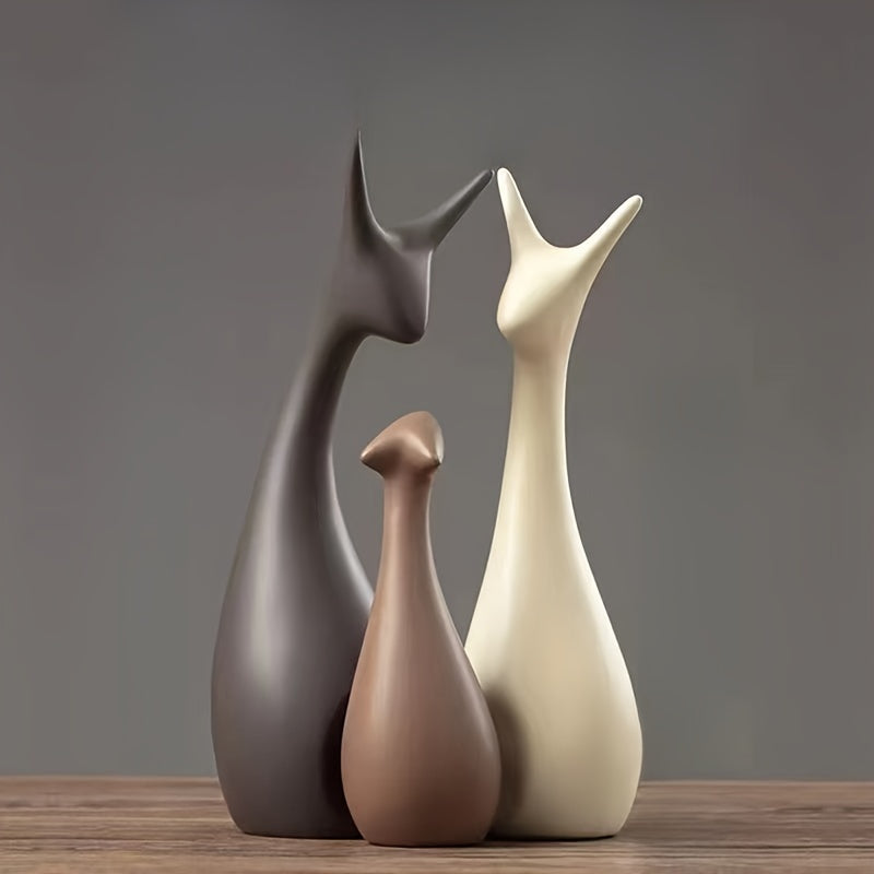 Set di Statue di Ceramica a Forma di Cervo – Decorazione di Lusso per Soggiorno e Ufficio
