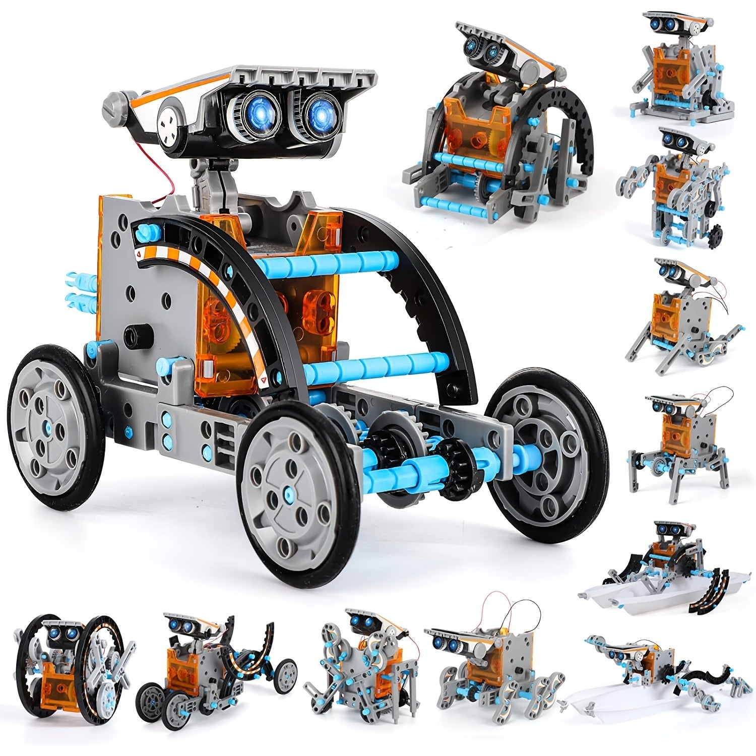 Solar Robo Builder - Giocattolo educativo da costruzione 12-in-1 con energia solare