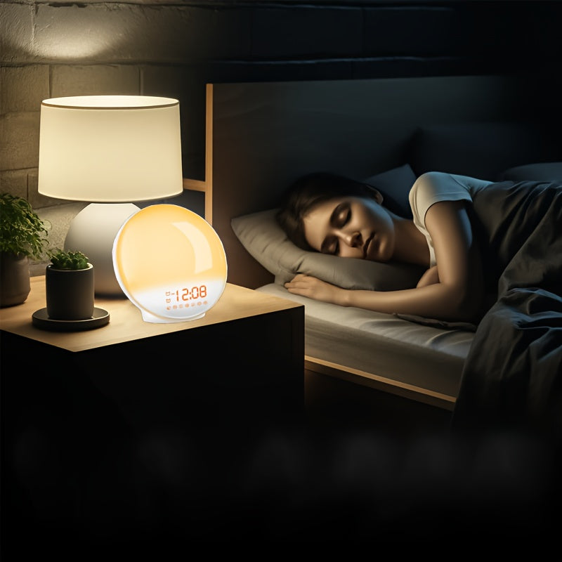 Sveglia Digitale Halo Light – Sveglia con Effetto Alba e Alimentazione USB con Funzione Doppio Allarme