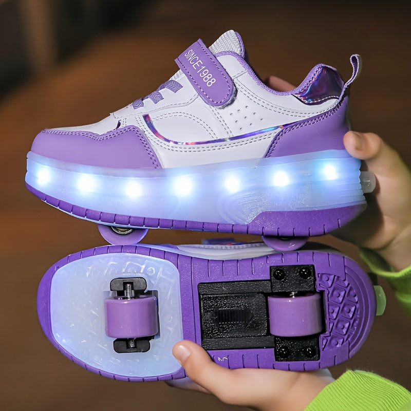 GlowRiders Roller Sneakers - Per Bambini con Spettacolo di Luce