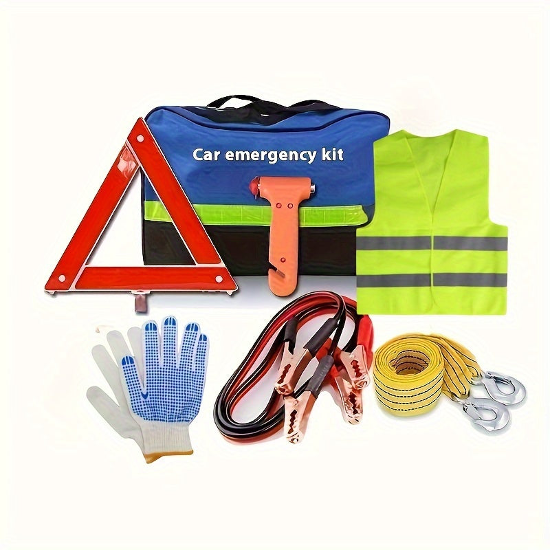 Kit di Emergenza Auto – Triangolo di Emergenza, Gilet di Sicurezza, Cavi e Altro