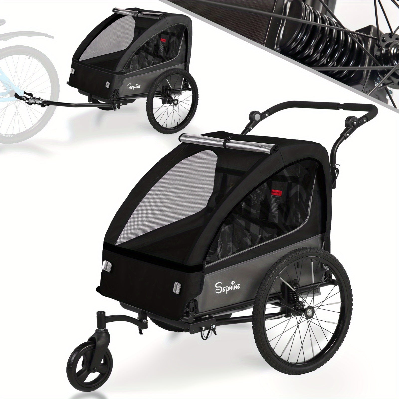 FlexiRide 2-in-1 Carrello per Biciclette – Confortevole e Pieghevole per Due Persone