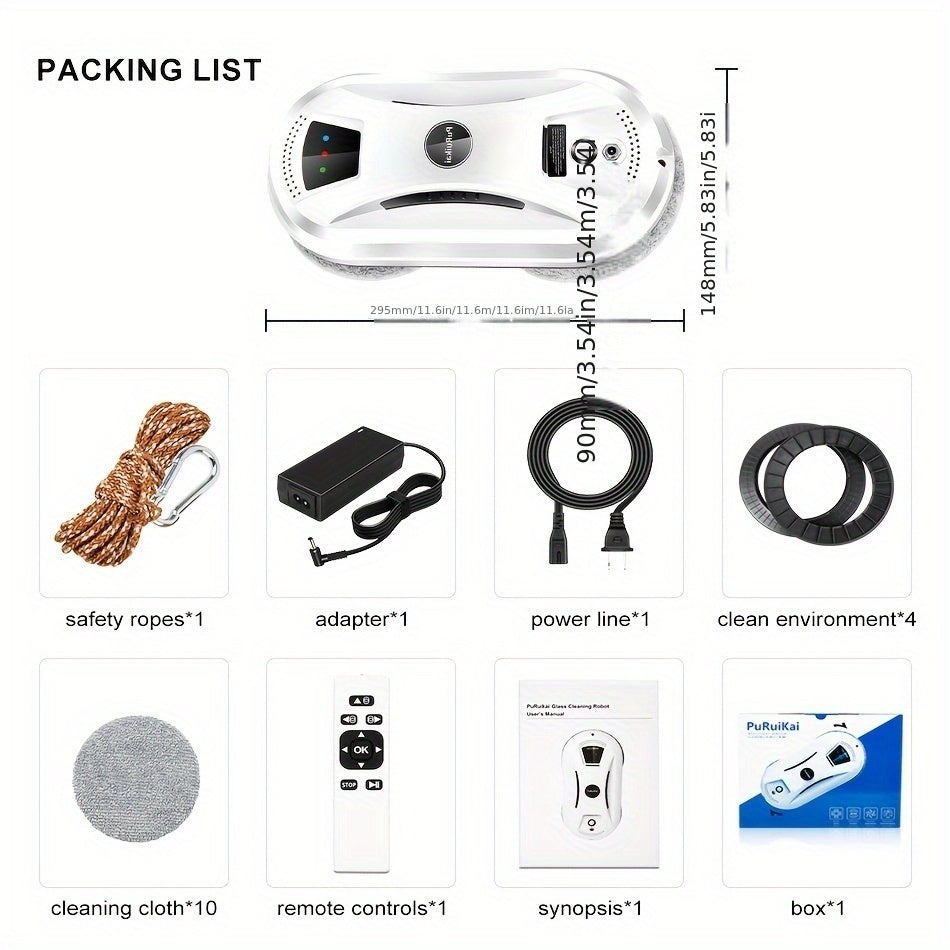 Pulitore di Finestra Completamente Automatico – Spazzola per Vetro Intelligente con Telecomando per una Pulizia Efficiente