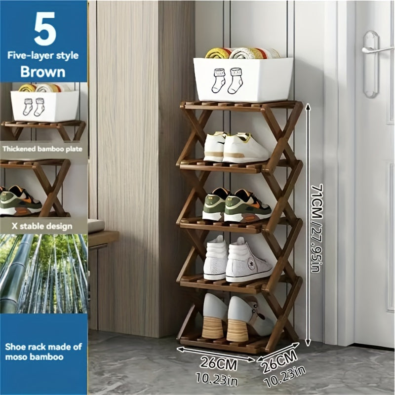 Scarpiera Funzionale in Bambù – Compatta e Flessibile per Piccole Stanze