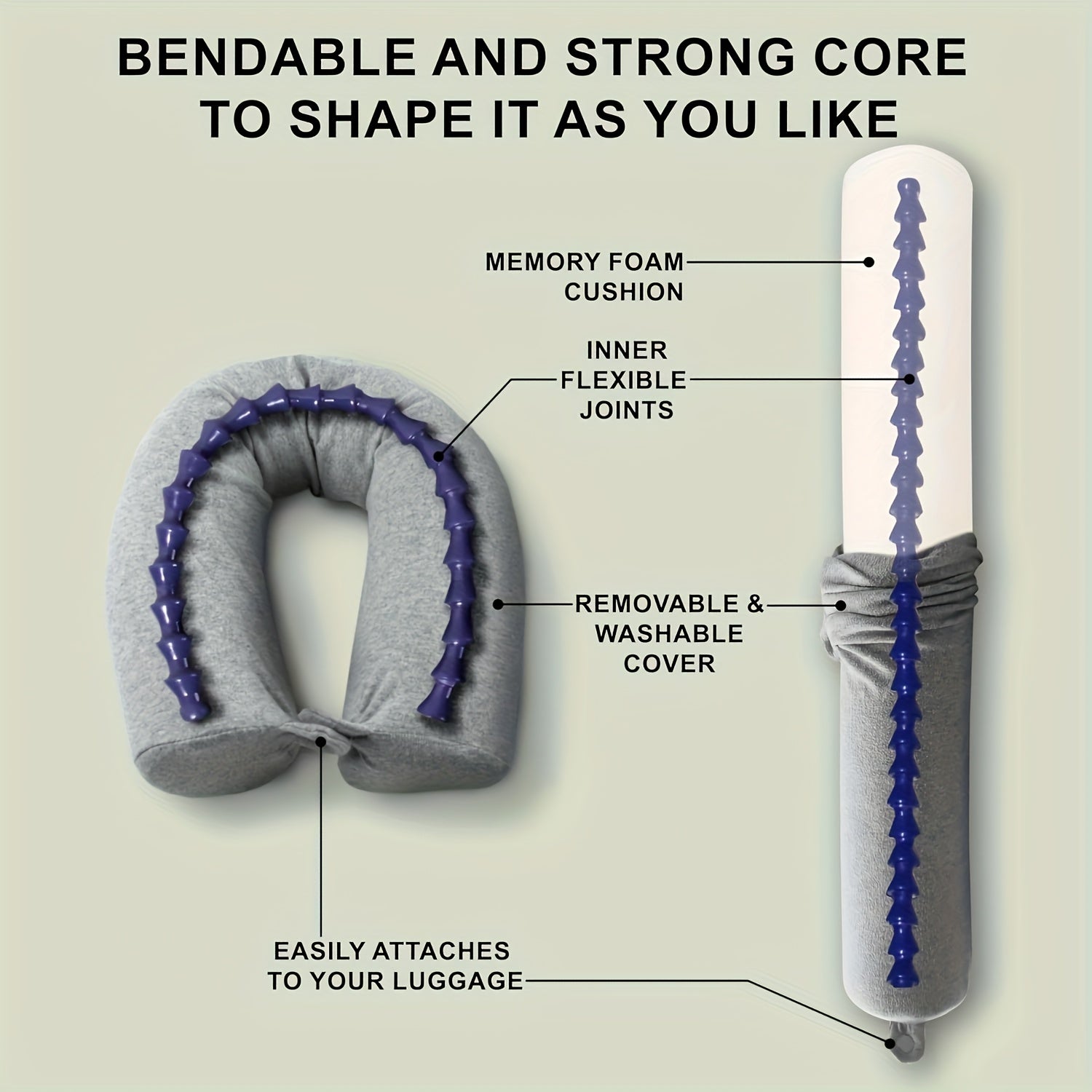 TravelEase Cuscino da Viaggio Regolabile – Supporto e Comfort