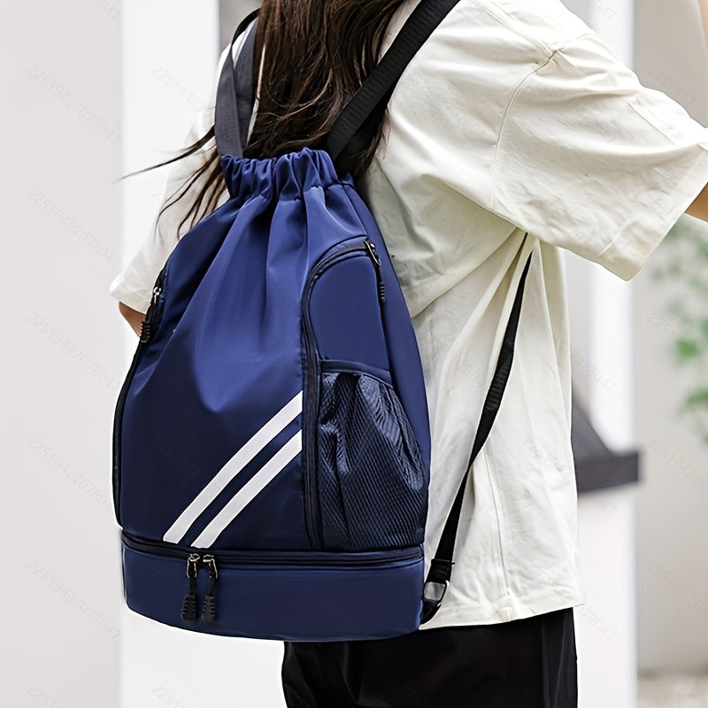 Borsa da palestra in nylon elegante con cordino – Pratica e impermeabile per sport e viaggi