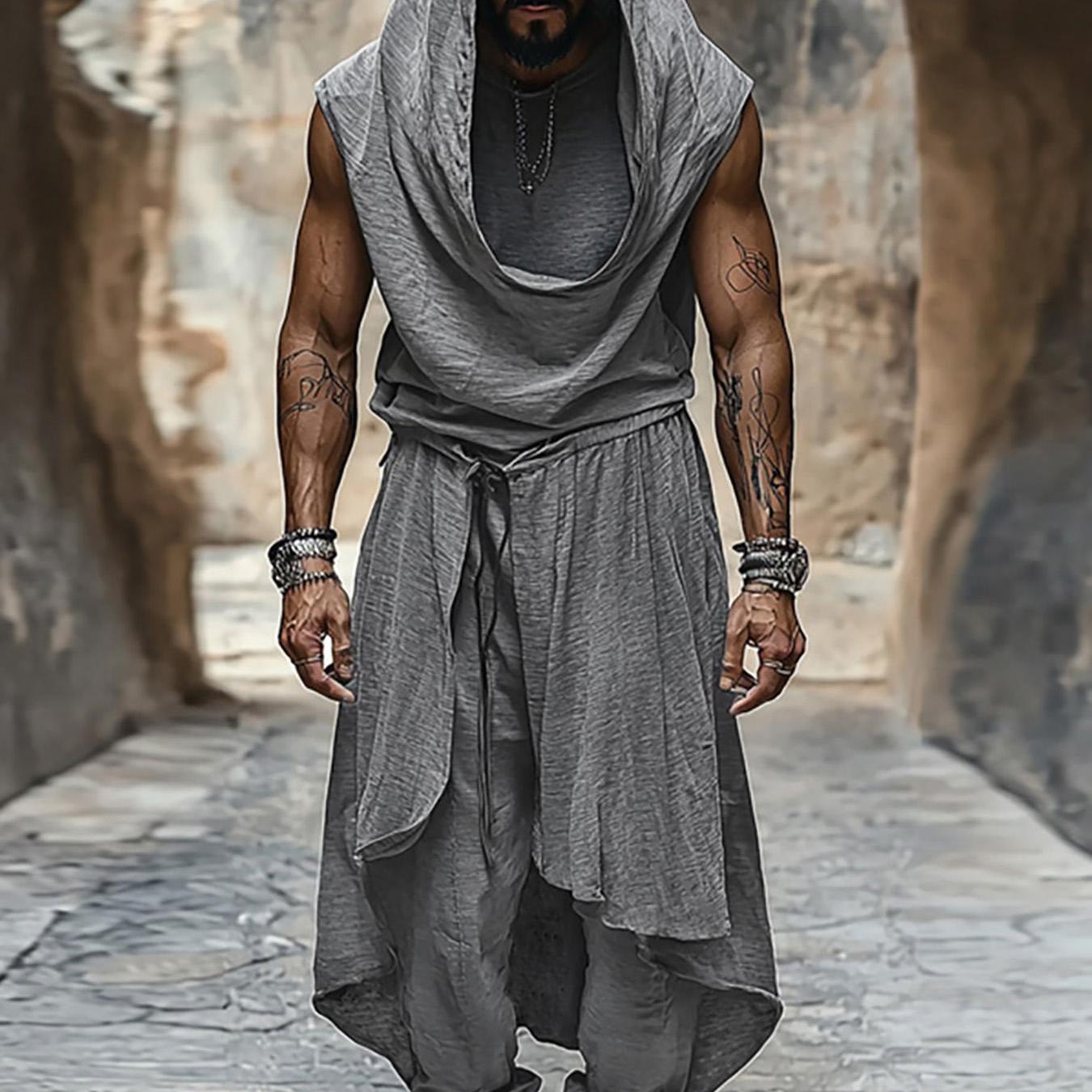 Set Mid-Length da Uomo – Gilet Senza Maniche e Pantaloni Baggy