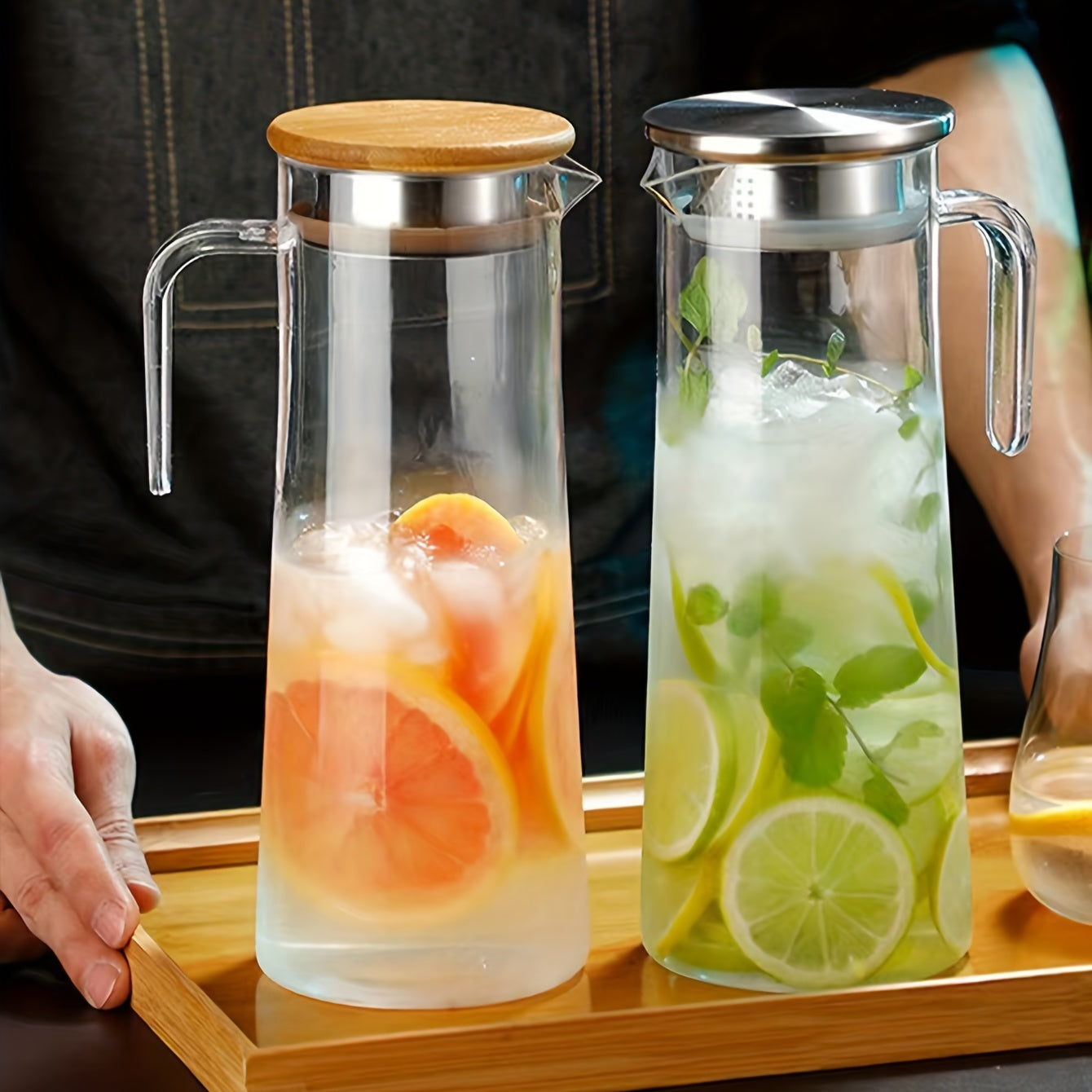 Caraffa di Vetro con Coperchio – Ideale per Succo, Bubble Tea e Bevande Rinfrescanti Estive