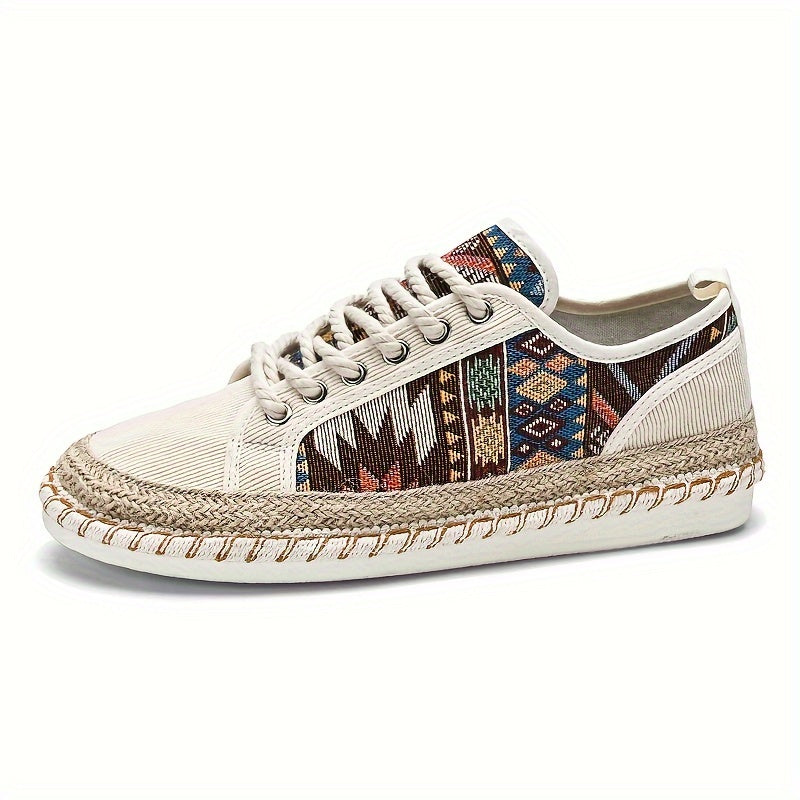 Sneakers Espadrille Boho per Uomini – Canvas Traspirante con Design Ricamato Colorato