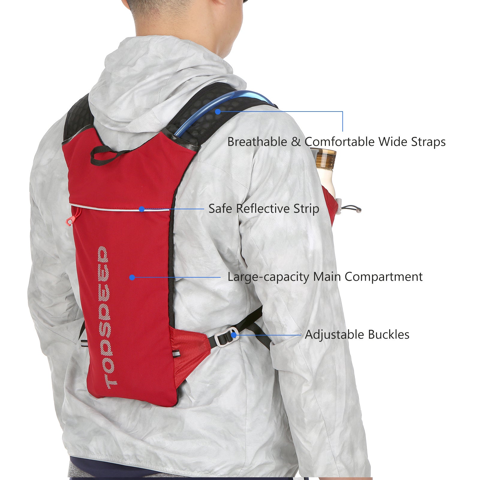 HydroPack Zaino Idratante Leggero - Serbatoio d'Acqua da 2L per Corsa, Ciclismo e Escursionismo
