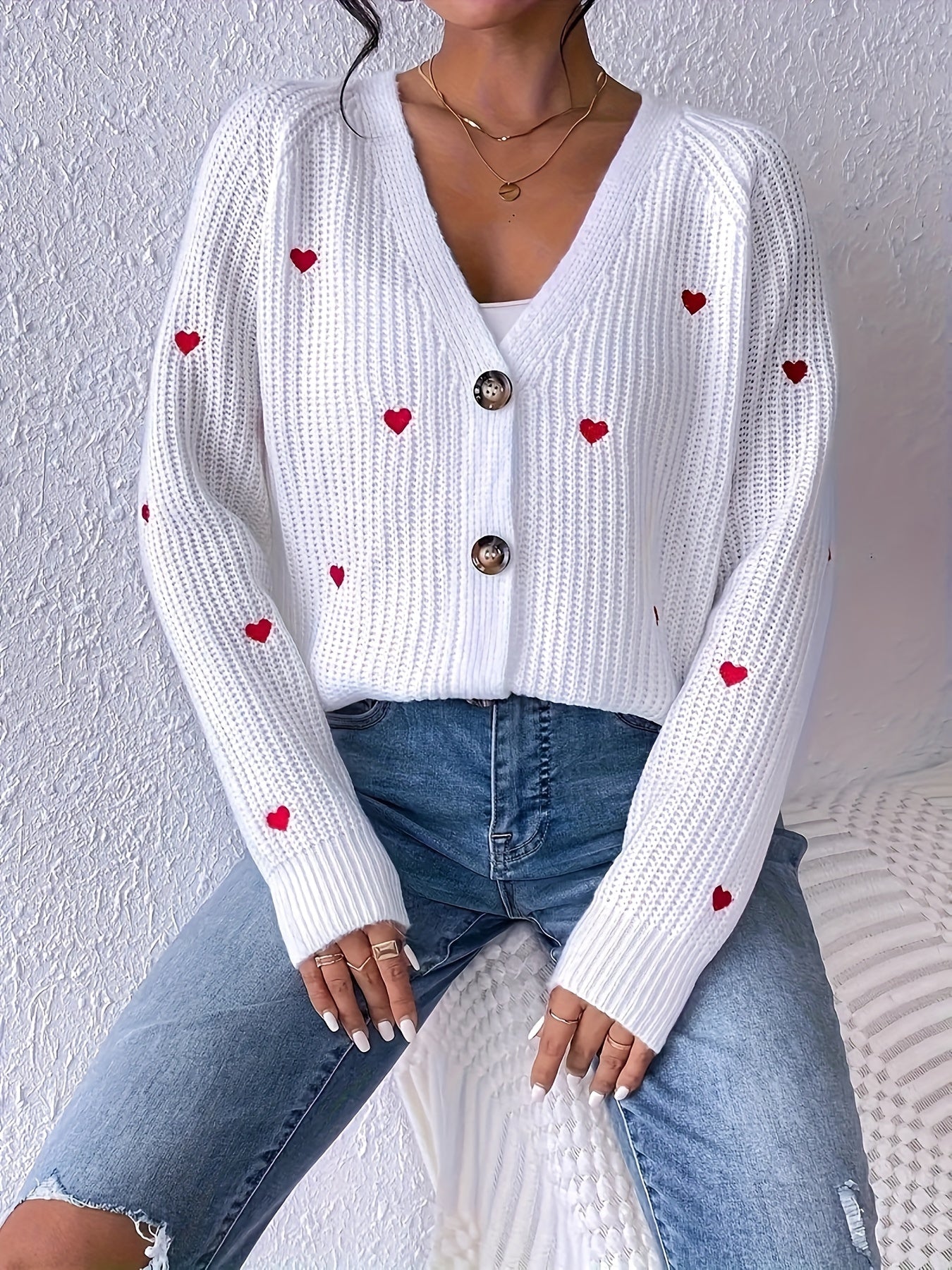 Cardigan Lune con Cuori Ricamati – Elegante e Confortevole per Primavera e Autunno