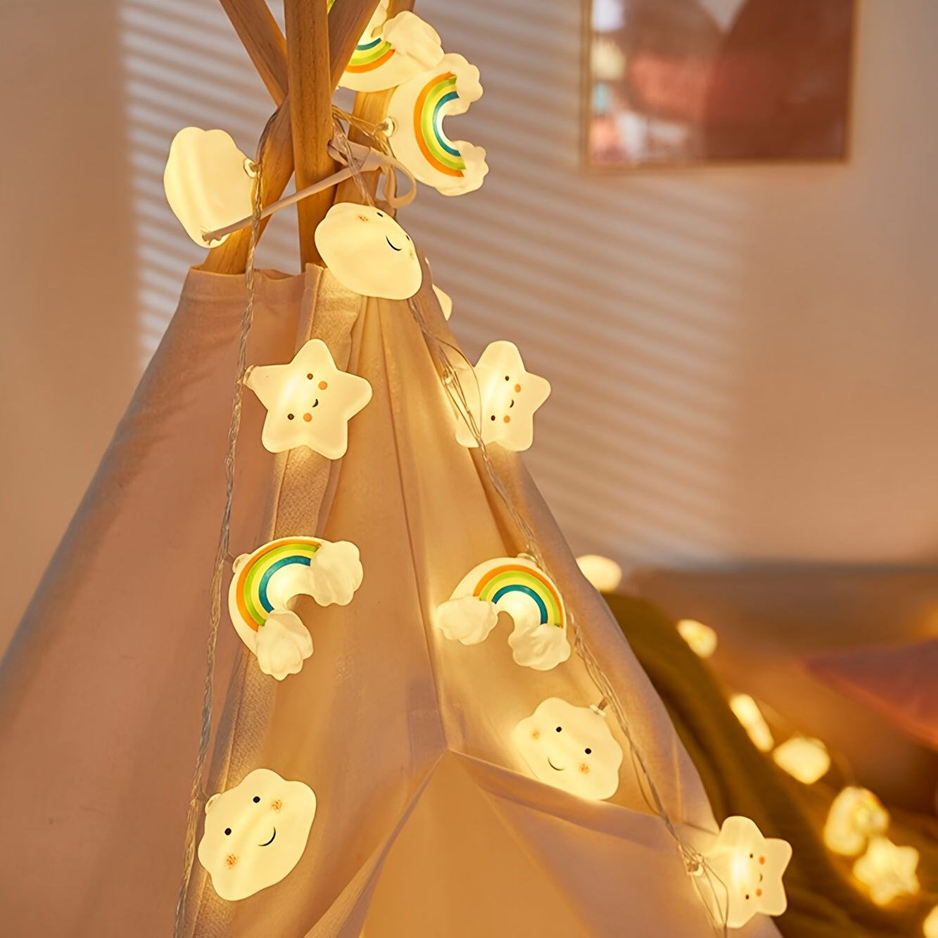 Luci a Stringa LED Magiche – Design di Stelle, Nuvole e Arcobaleni per un'Atmosfera Gioiosa