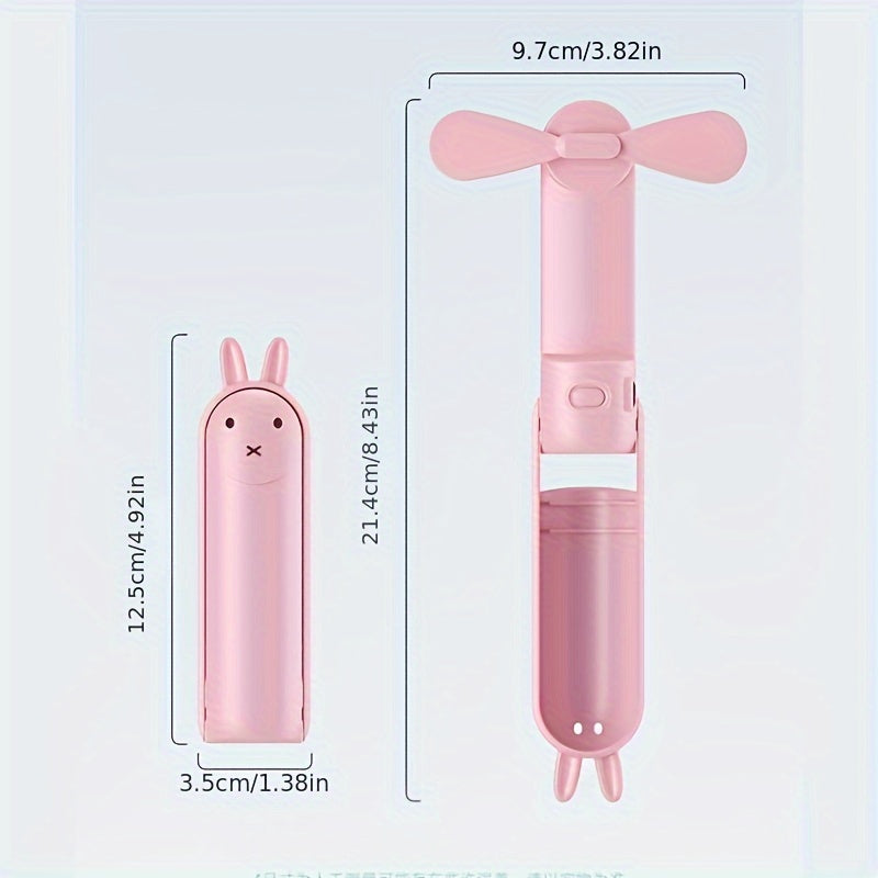 Mini Ventilatore Portatile – Ventilatore USB Ricaricabile 2-in-1 con Design a Forma di Coniglio per Viaggi e Estate