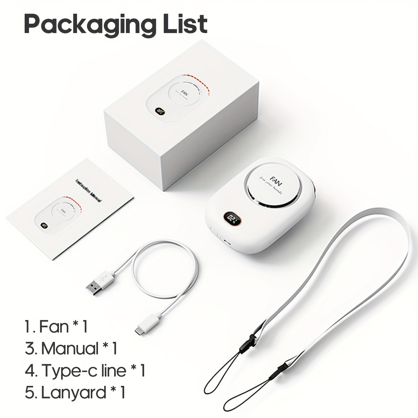 Ventilatore Mini da Collo Ricaricabile USB – Leggero con Velocità Regolabili