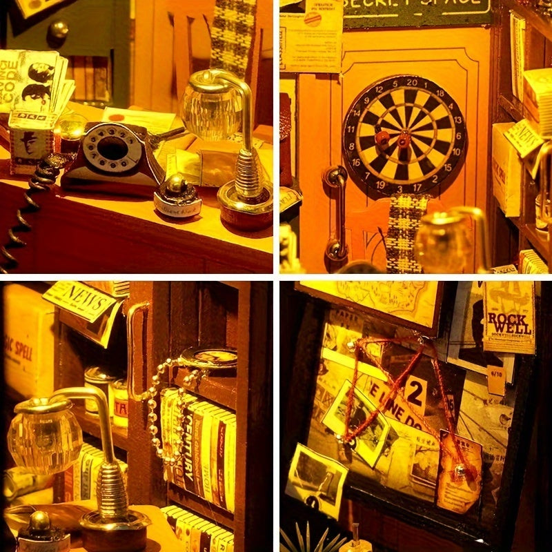 Ufficio Investigativo DIY Miniatura – Set di Puzzle 3D con Illuminazione per Hobby Creativi