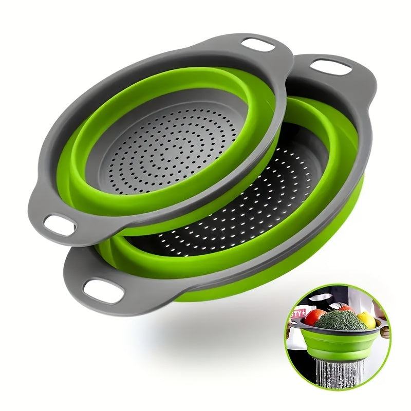 Set di Colino in Silicone Pieghevole – Perfetto per Pasta, Verdure e Frutta