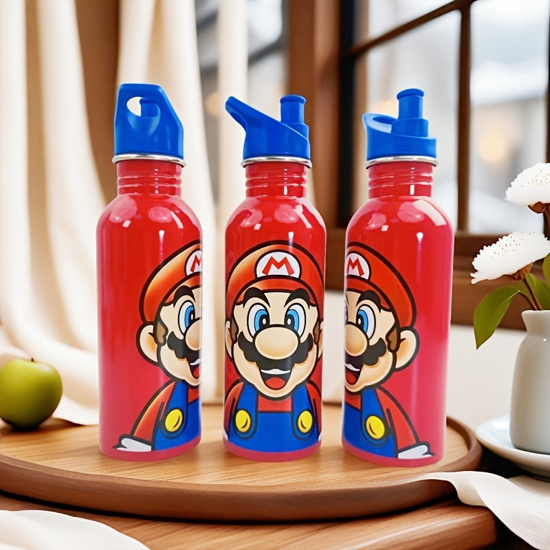 Super Mario Bottiglia d'Acqua - Bottiglia in Acciaio Inossidabile con Tappo per Bambini