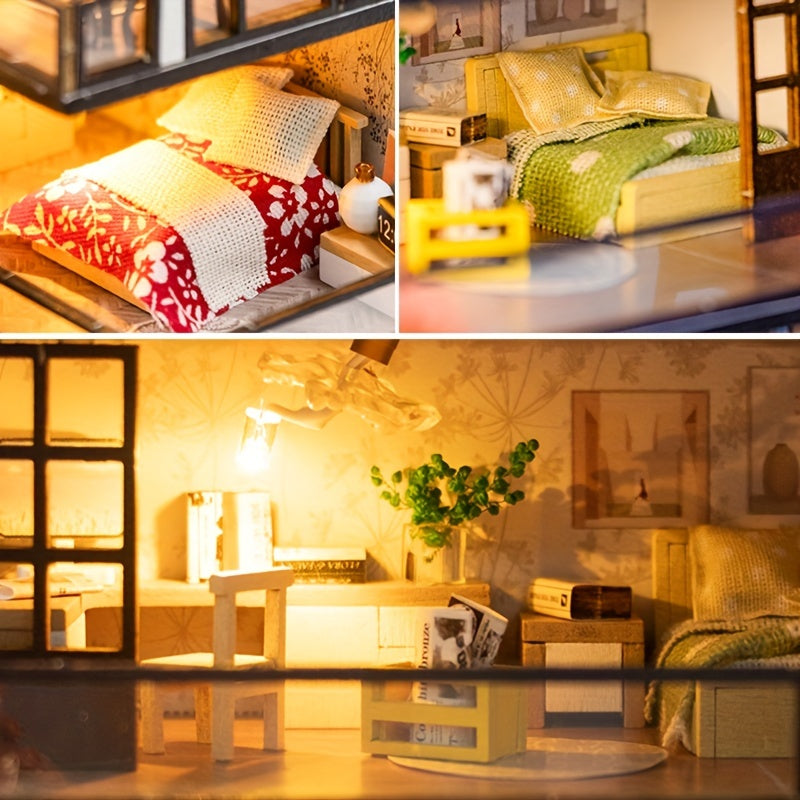 Kit di Puzzle 3D Miniatura Villa – Modello Fai-da-Te con Illuminazione LED e Interni Dettagliati