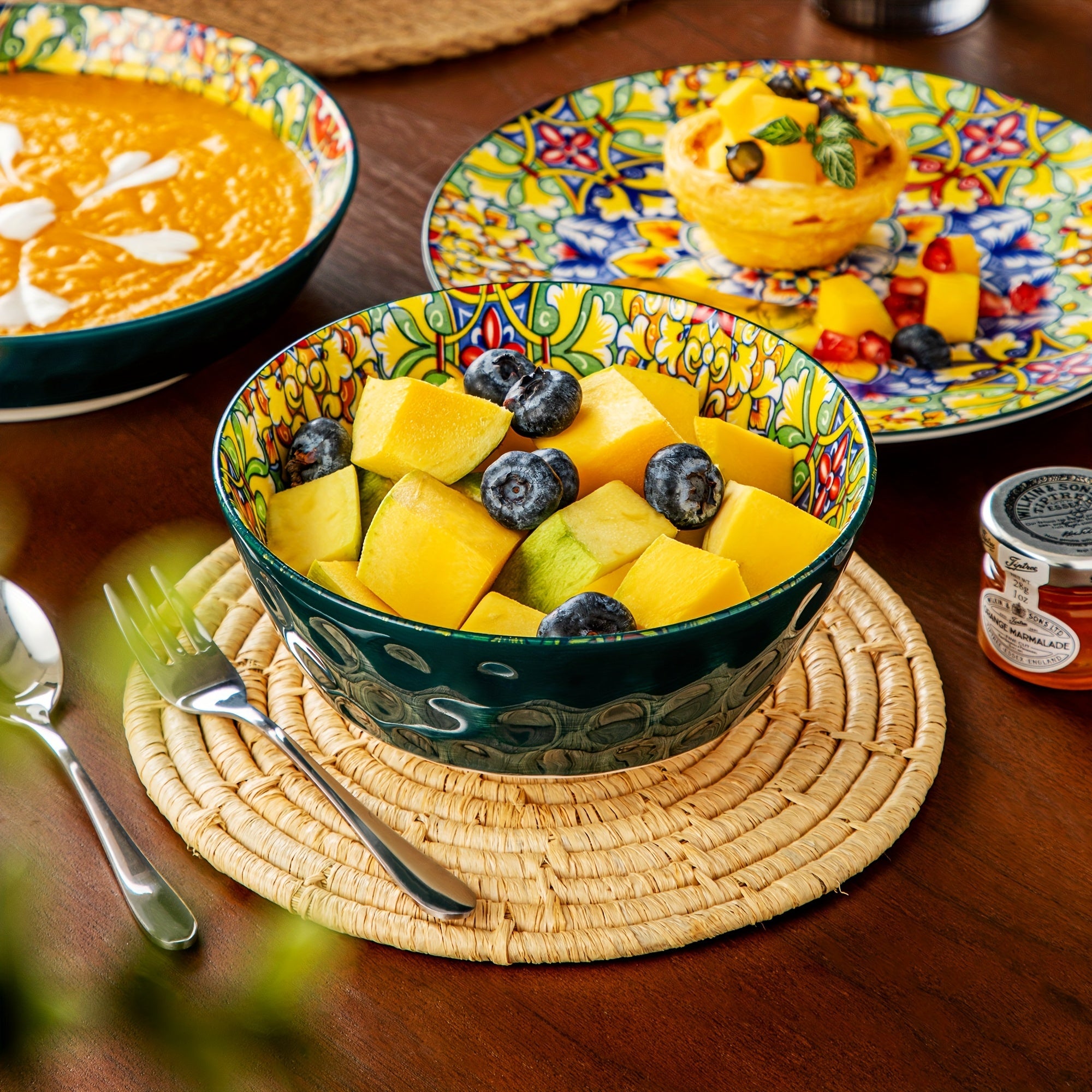 Set da Cena da 24 Pezzi – In Stoneware e Stile Bohemien