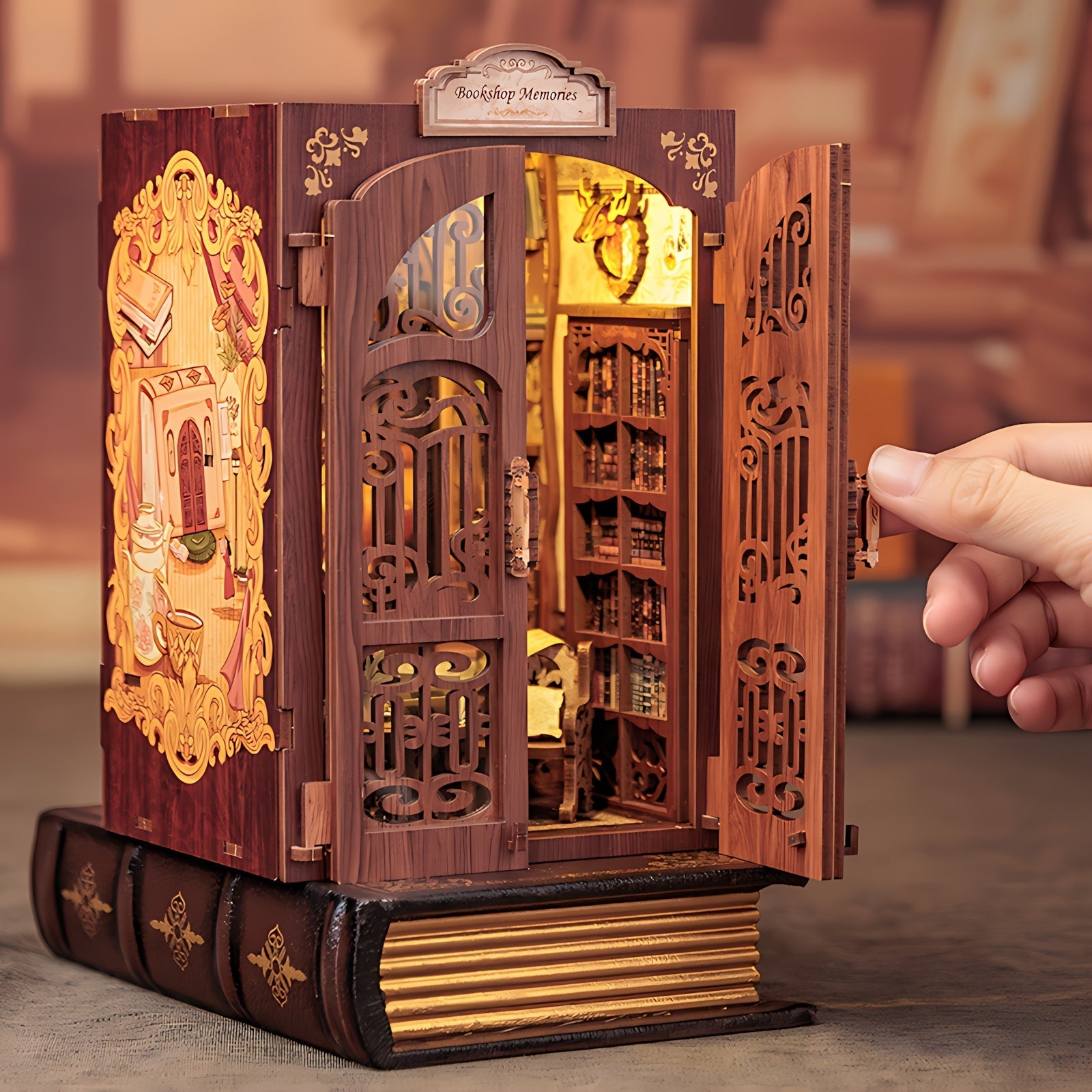 Negozio di Libri Miniatura di Gufo Fai-da-te – Kit in Legno 3D con Illuminazione per Decorazione Creativa