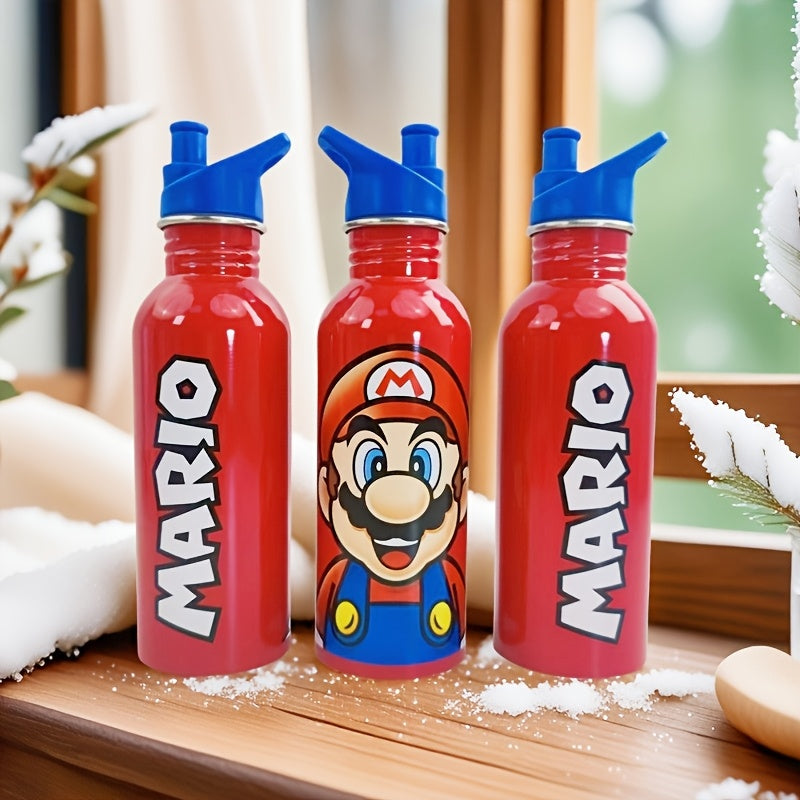 Super Mario Bottiglia d'Acqua - Bottiglia in Acciaio Inossidabile con Tappo per Bambini