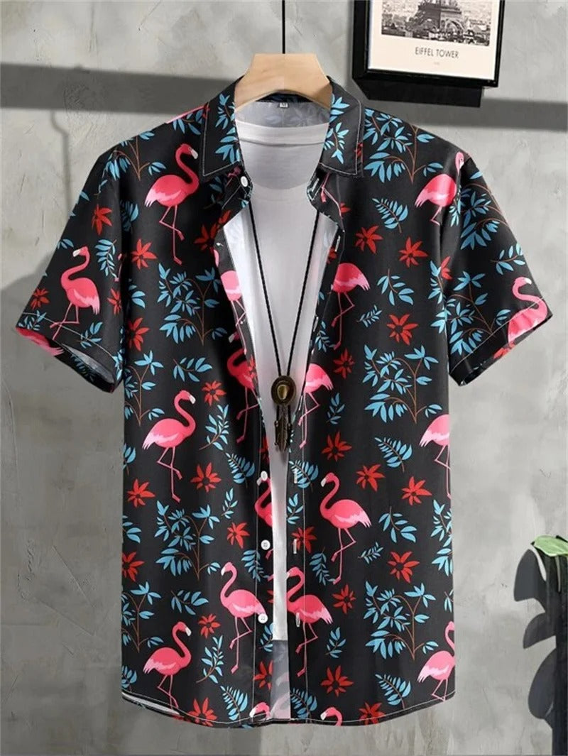 Camicia TropicWave con Stampa di Palma – Fresca e Stilos per Uomini