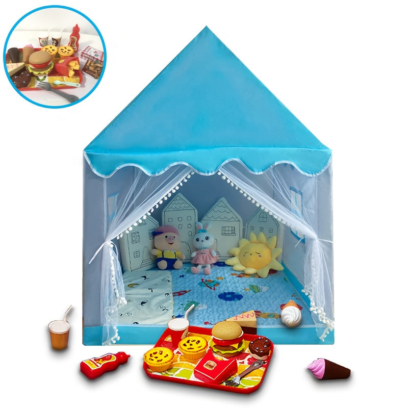 Tenda per Bambini – Allegra Casa da Principessa Blu con Set da Gioco Hamburger per Ore di Divertimento