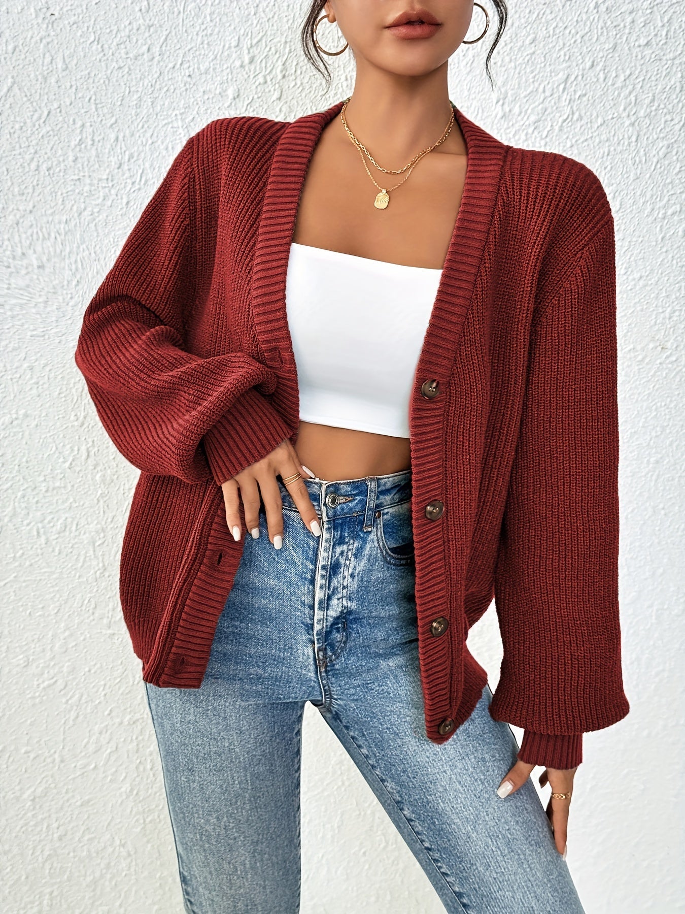 Cardigan Autonomo Effen In Maglia – Elegante e Caldo per Primavera e Autunno