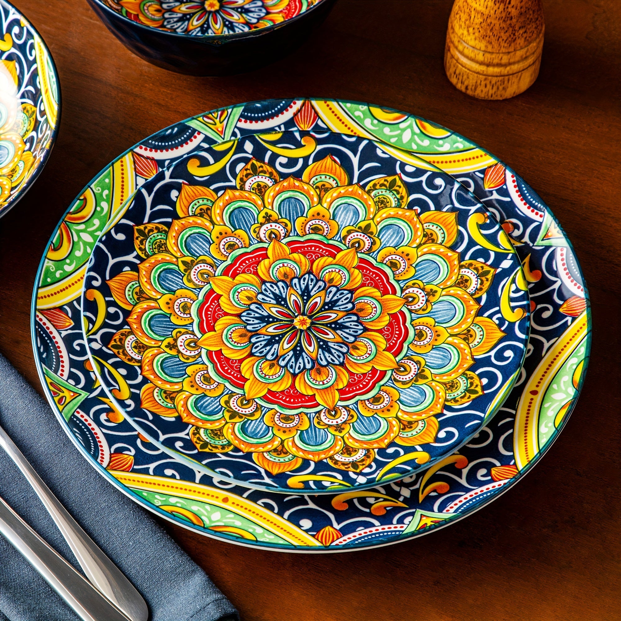 Set da Cena da 24 Pezzi – In Stoneware e Stile Bohemien