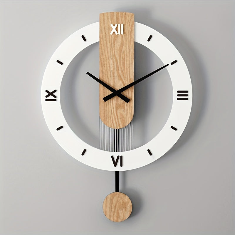 Orologio a Pendolo Creativo da Parete in Legno e Acrilico – Decorazione Elegante e Silenziosa
