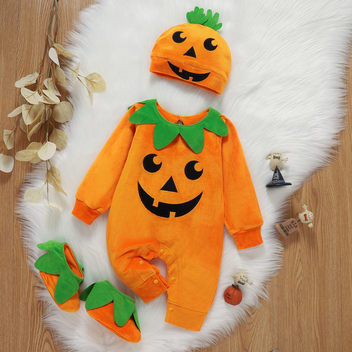 Costume di Halloween a forma di Zucca - Carinissimo Jumpsuit con Cappello e Pantofole