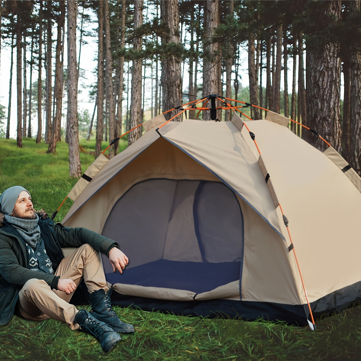 QuickCamp Tenda - Tenda a montaggio rapido con protezione UV per 4 persone
