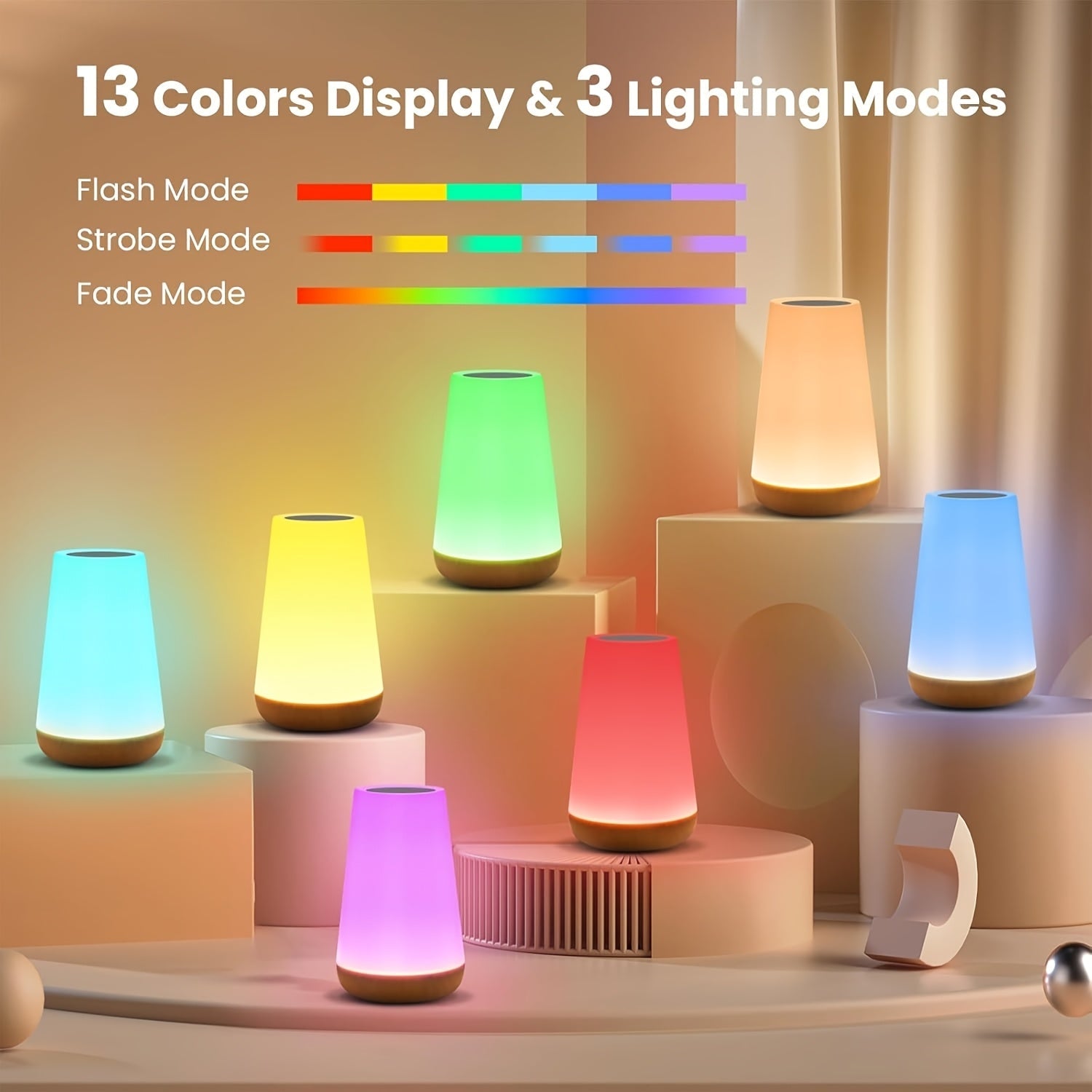 Lampada Touch Dimmerabile con 13 colori RGB – Perfetta per la Camera da Letto, Lampada da Letto e Luce Notturna