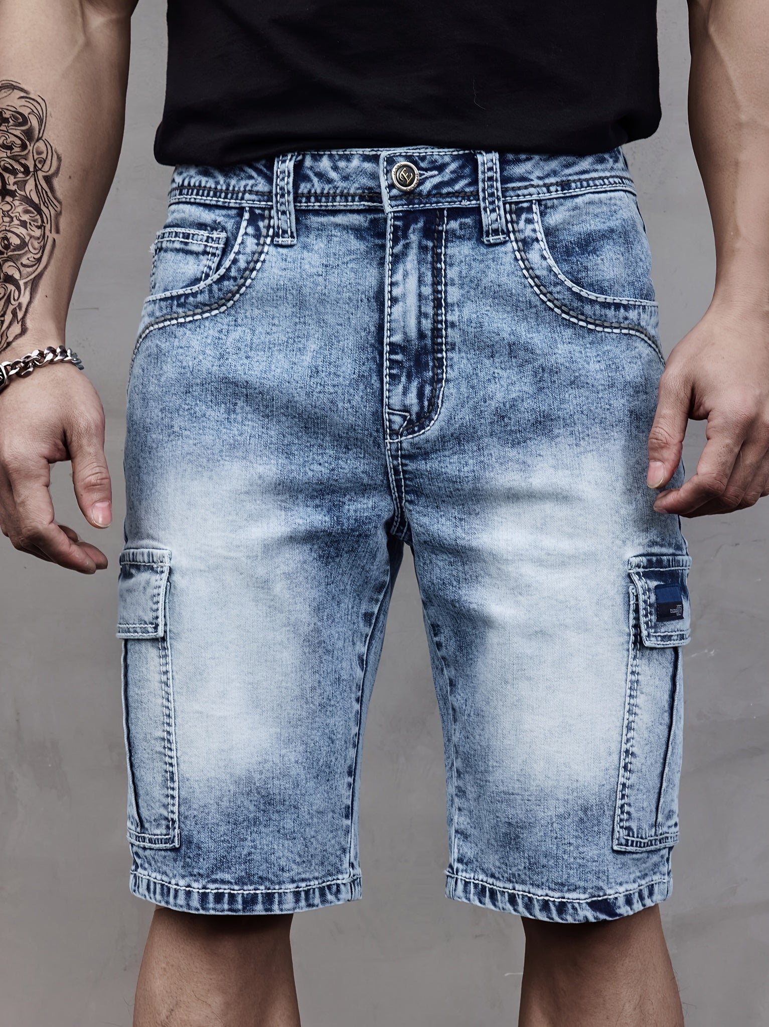 Pantaloni Corti in Denim Multi-Pocket da Uomo - Pratici e Confortevoli