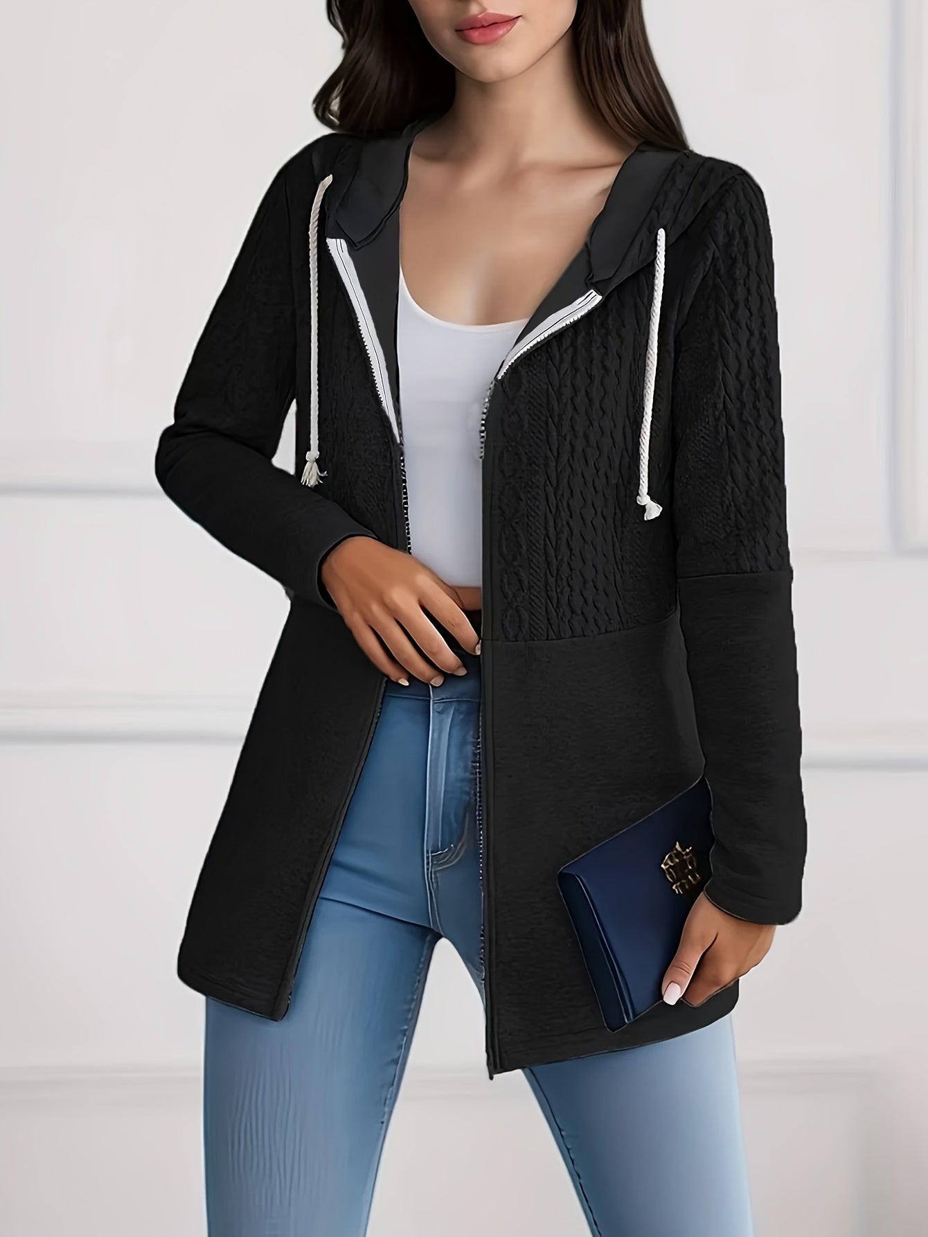 Giacca Hoodie In Maglia Luna - Elegante e Confortevole per Donne in Autunno e Inverno