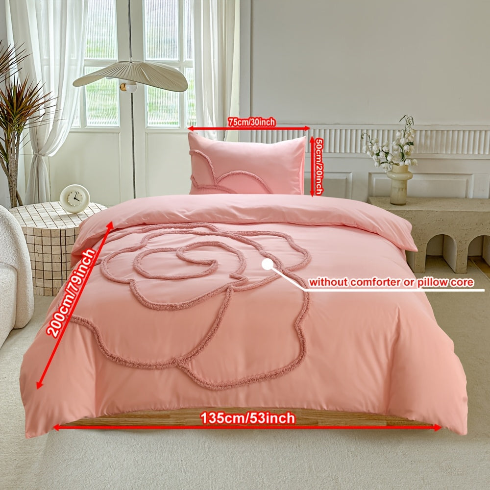 Set di Biancheria da Letto Trapuntata – Copriletto e Federe con Design a Grande Fiore