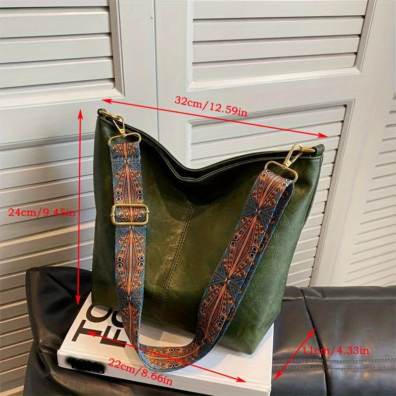 Borsa Geometrica Larga – Crossbody ad Alta Capacità con Vibe Retro