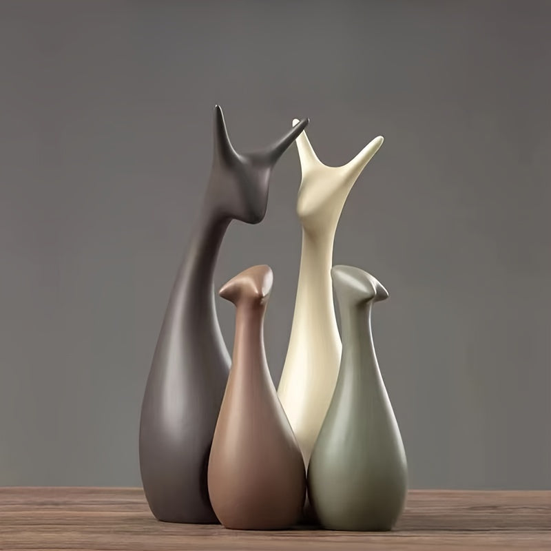 Set di Statue di Ceramica a Forma di Cervo – Decorazione di Lusso per Soggiorno e Ufficio