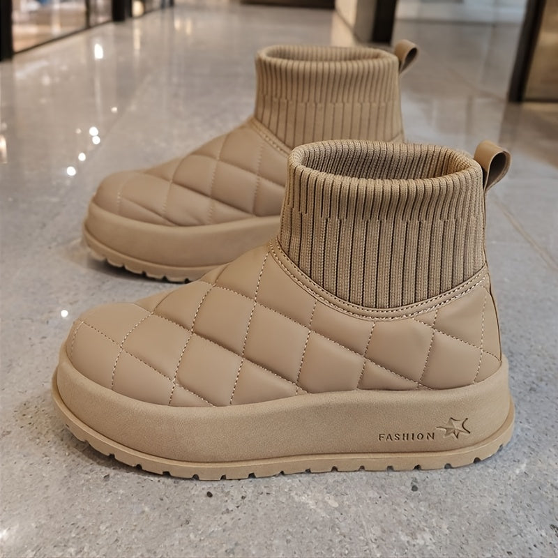 Stivali Invernali Alti da Donna – Design Trapuntato con Isolamento e Suola in Gomma Antiscivolo