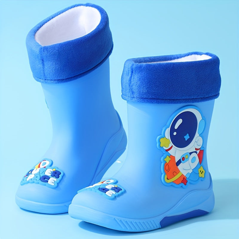 Stivali da pioggia per bambini con Cartone Esploratore Spaziale – Caldi e Impermeabili per l'Inverno