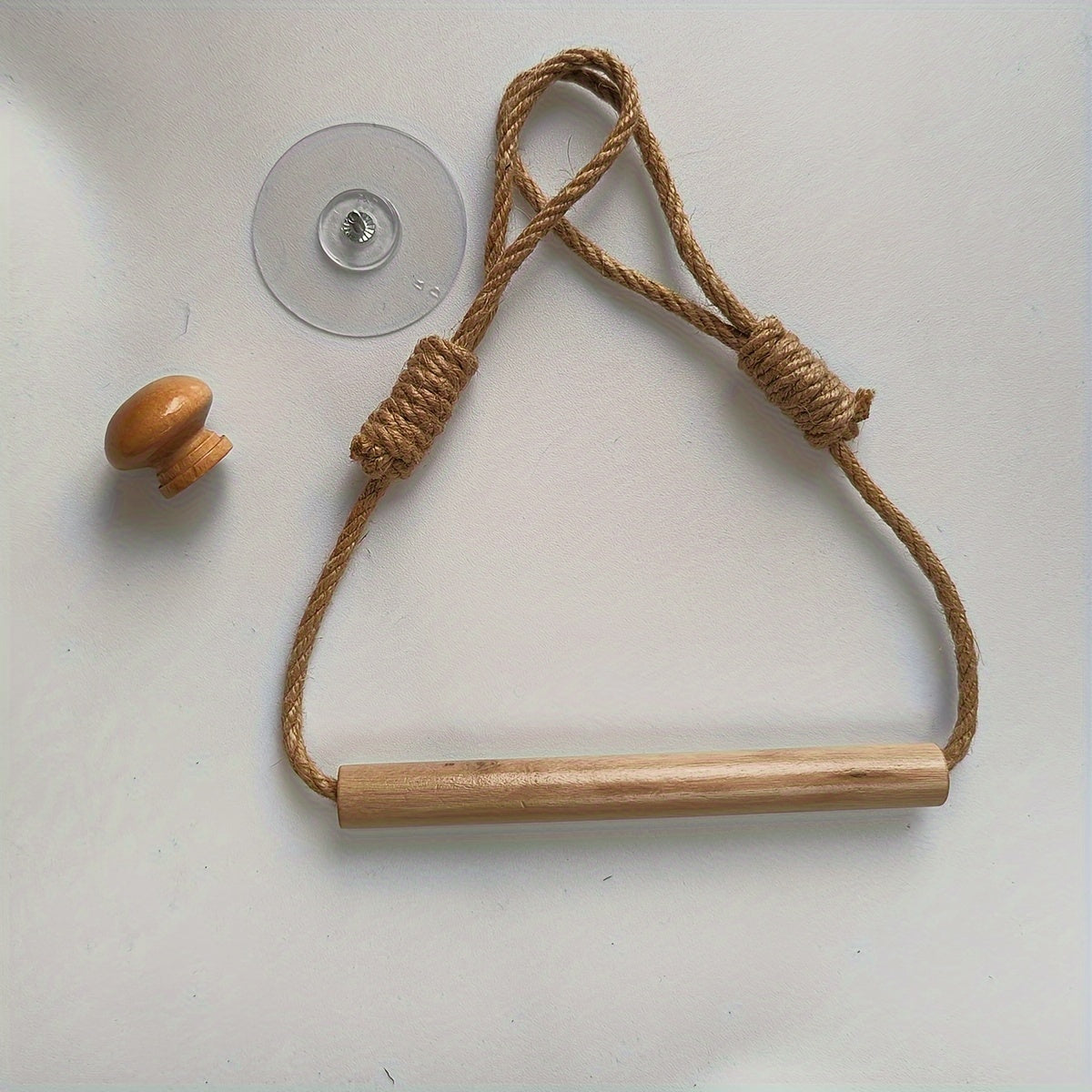 Porta Carta Igienica Rustico – Filo di Macramé e Bastone di Legno per Bagno