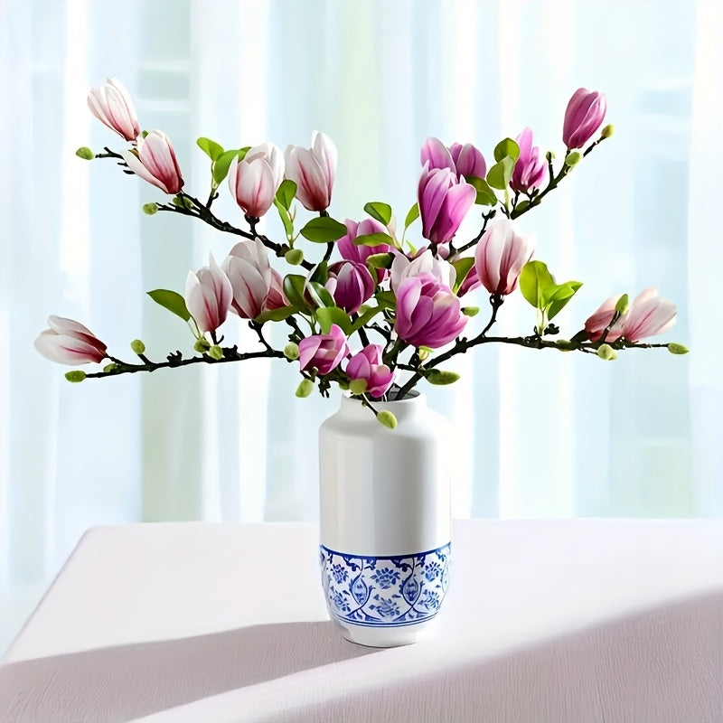 Set di 4 Fiori di Magnolia Realistici – Elegante e Senza Tempo per Matrimoni e Decorazioni di Lusso