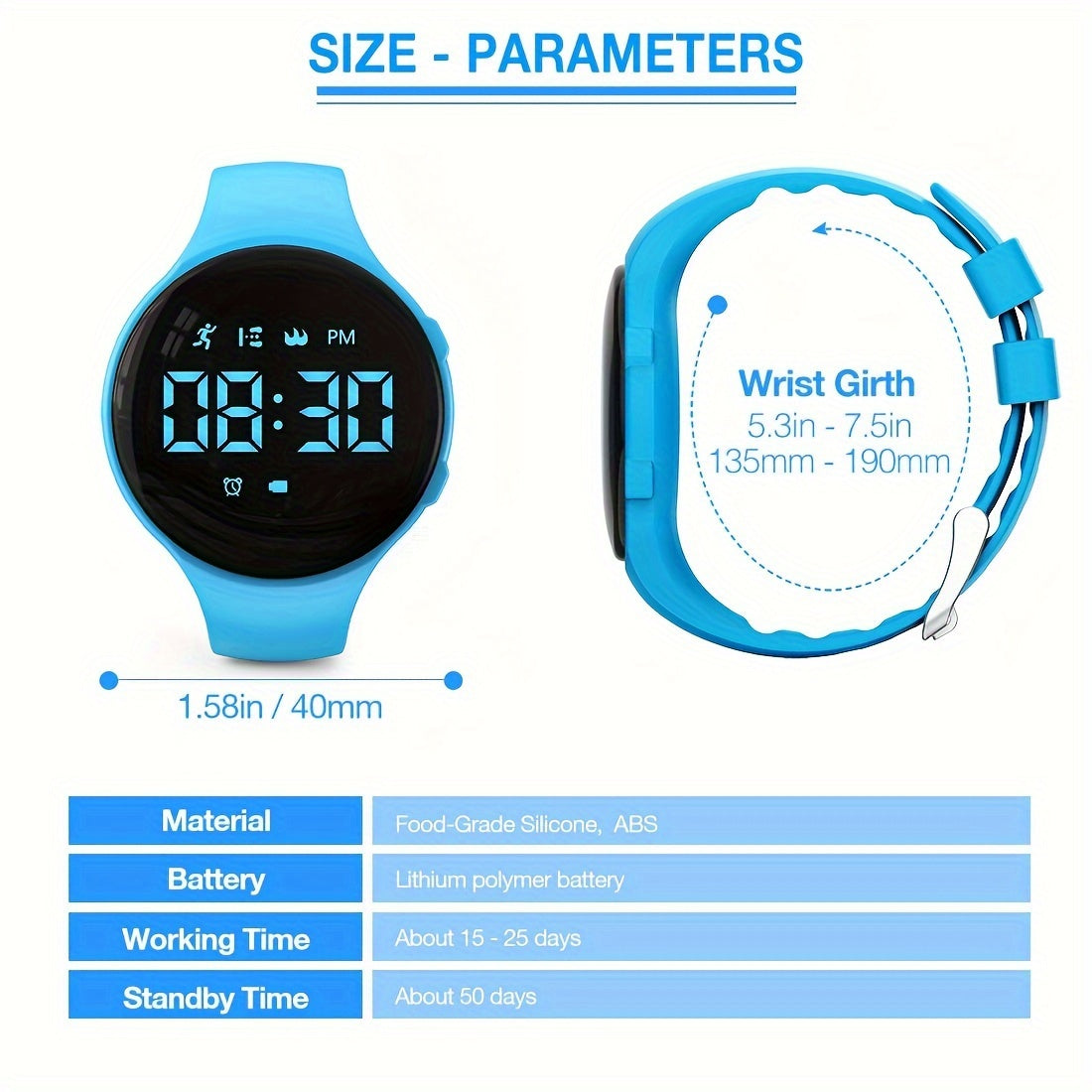 Orologio Digitale LED Contapassi con Allarme Vibrante – Fitness Tracker per Bambini